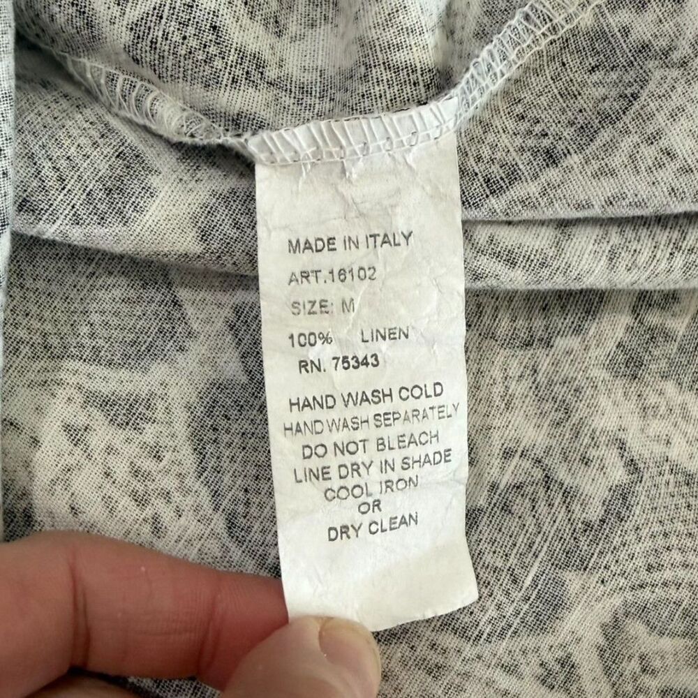 Laura Bianchi 100% Linen Python Print Button Down… - image 4